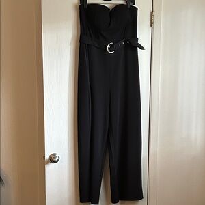 Planet Gold Black Strapless Jumpsuit with Belt
